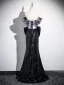 Sexy Black Sequins Bow Prom Dresses Evening Dresses 2025 Trumpet / Mermaid Off-The-Shoulder Short Sleeve Backless Floor-Length / Long Evening Party Formal Dresses