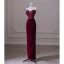 Modern / Fashion Burgundy Suede Evening Dresses 2023 Trumpet / Mermaid Strapless Sleeveless Backless Bow Floor-Length / Long Evening Party Formal Dresses