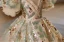 Bling Bling Champagne Beading Pearl Rhinestone Sequins Birthday Flower Girl Dresses 2024 Ball Gown High Neck Puffy Short Sleeve Floor-Length / Long