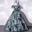 Vintage / Retro Multi-Colors Printing Satin Prom Dresses 2022 Ball Gown Strapless Short Sleeve Backless Floor-Length / Long Formal Dresses