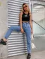 Casual High Waist Women Jeans 2021 Navy Blue Denim Bottoms Pants