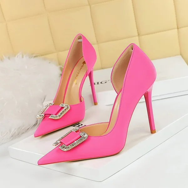 Sexy Black Evening Party Rhinestone Womens Shoes High Heels 2023 10 cm Stiletto Heels Satin Pointed Toe Womens Shoes