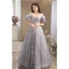Charming Sky Blue Beading Pearl Appliques Prom Dresses 2023 A-Line / Princess Off-The-Shoulder Short Sleeve Backless Floor-Length / Long Prom Formal Dresses
