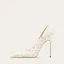 Mode Blanche Marguerite Brodé Chaussure De Mariée 2024 10 cm Talons Aiguilles À Bout Pointu Mariage Escarpins Talons Hauts