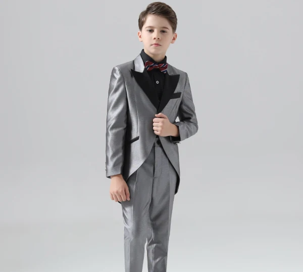 Burgundy 4-piece Long Sleeve Wedding Boys Wedding Suits 2024 Coat Pants Shirt Tie