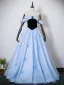 Schöne Himmelblau Schmetterling Ballkleider 2025 Ballkleid Off Shoulder Ärmellos Rückenfreies Schleife Lange Festliche Kleider