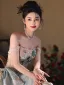 Charming Grey Beading Sequins Lace Flower Prom Dresses 2024 Trumpet / Mermaid Off-The-Shoulder Sleeveless Backless Bow Floor-Length / Long Prom Formal Dresses