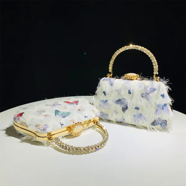 Fashion Ocean Blue Butterfly Tassel Prom Handbag 2025 Clutch Bags