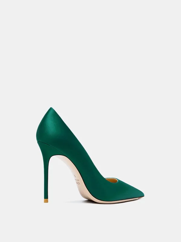 Modest / Simple Green Office OL Satin Pumps 2024 10 cm Stiletto Heels Pointed Toe Pumps High Heels