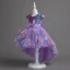 Chic / Beautiful Candy Pink Sequins Bow Sash Asymmetrical Birthday Flower Girl Dresses 2024 Ball Gown Scoop Neck Short Sleeve