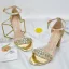 Sexy Doré Faux Diamant Paillettes Chaussure De Mariée 2023 8 cm Talons Épais Bride Cheville Peep Toes / Bout Ouvert Mariage Sandales Talons Hauts