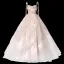 Chic / Beautiful Champagne Lace Flower Floral Prom Dresses 2023 Ball Gown Spaghetti Straps Sleeveless Backless Floor-Length / Long Prom Formal Dresses