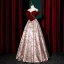Fashion Burgundy Rhinestone Printing Evening Dresses 2023 A-Line / Princess Off-The-Shoulder Short Sleeve Backless Bow Floor-Length / Long Evening Party Formal Dresses