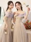 Chic / Beautiful Gold Sequins Bridesmaid Dresses 2023 A-Line / Princess Off-The-Shoulder Short Sleeve Backless Floor-Length / Long Bridesmaid Dresses