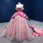 Fancy Fuchsia Multi-Colors Prom Dresses 2022 Ball Gown Spaghetti Straps Sleeveless Backless Beading Lace Flower Sequins Satin Chapel Train Formal Dresses