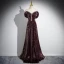 Sparkly Vintage / Retro Burgundy Beading Sequins Prom Dresses 2024 A-Line / Princess Off-The-Shoulder Short Sleeve Backless Floor-Length / Long Prom Formal Dresses