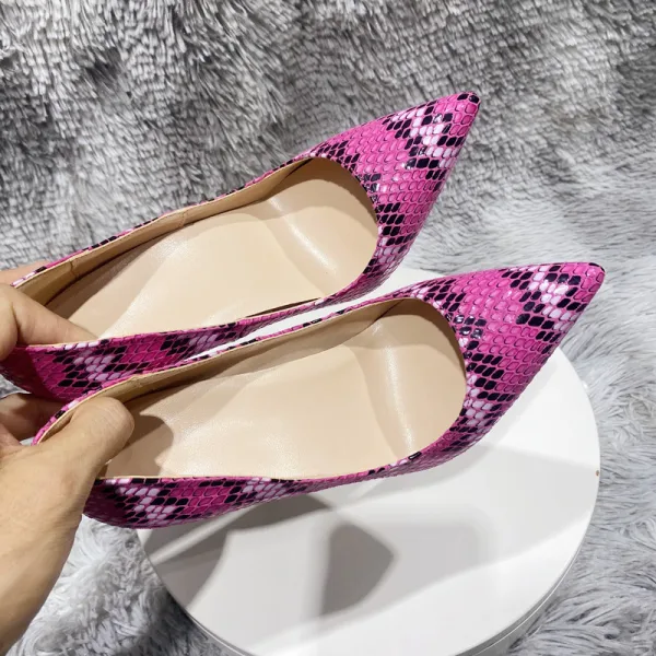 Ovanlig Limegrön Gatukläder Snakeskin Trycket Pumps 2023 12 cm Stilettklackar Spetsiga Pumps Högklackade