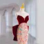 Sexy Bordeaux Paillettes Robe De Soirée 2023 Trompette / Sirène Bustier Sans Manches Dos Nu Noeud Train De Balayage Soirée Robe De Ceremonie