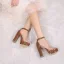 Sexy Transparent Schwarz Abend Sandalen Damen 2022 Knöchelriemen 12 cm Thick Heels Peeptoes Sandaletten Hochhackige