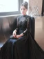 Vintage / Retro Black Beading Rhinestone Sequins Evening Dresses 2023 A-Line / Princess High Neck 3/4 Sleeve Floor-Length / Long Evening Party Formal Dresses