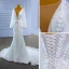 Charmant High End Weiß Perlenstickerei Strass Pailletten Applikationen Brautkleider / Hochzeitskleider 2022 Meerjungfrau Rundhalsausschnitt Lange Ärmel Rückenfreies Lange Hochzeit