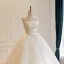 High End Weiß Handgefertigt Applikationen Spitze Blumen Brautkleider / Hochzeitskleider 2026 Ballkleid Bandeau Ärmellos Rückenfreies Lange
