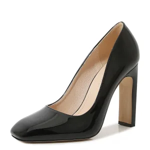 Simple Noire Bureau Ol Escarpins 2023 10 Cm Talons Épais Pied Carré Escarpins Talons Hauts