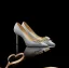 Charmant Zilveren Kristal Vlinder Bruidsschoenen 2024 Leer 6 cm Naaldhakken / Stiletto Spitse Neus Huwelijk Pumps Hoge Hakken