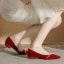Elegante Beige Perle Flache Brautschuhe 2023 Satin Spitzschuh Brautschuhe