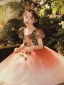 Elegant Red Birthday Embroidered Flower Girl Dresses 2022 Ball Gown Scoop Neck Puffy Short Sleeve Floor-Length / Long Flower Girl Dresses