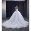 Luxe Blanche Fait main Perlage Perle Paillettes Robe De Mariée 2023 Robe Boule Bustier Sans Manches Dos Nu Chapel Train Mariage