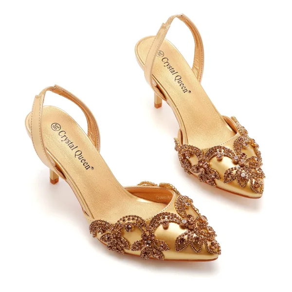 Uroczy Białe Rhinestone Buty Ślubne 2023 7 cm Szpilki Szpiczaste Ślub Sandały Wysokie Obcasy
