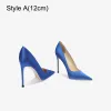 Modest / Simple Royal Blue Satin Prom Pumps 2023 12 cm Stiletto Heels Pointed Toe Pumps High Heels