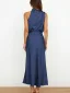 Fashion Beige Street Wear Holiday Women Dresses 2023 High Neck Tea-length Womens Clothing