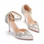Charmant Weiß Perle Strass Brautschuhe 2022 Knöchelriemen 9 cm Stilettos Spitzschuh Hochzeit Hochhackige