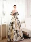 Fashion Champagne A-Line / Princess Prom Dresses 2023 Off-The-Shoulder Short Sleeve Backless Floor-Length / Long Prom Formal Dresses
