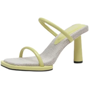 Mode Zomer Gele Straatkleding Sandalen Dames 2022 10 Cm Naaldhakken Stiletto Peep Toe Sandalen Hoge Hakken
