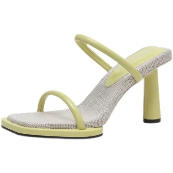 Fashion Summer Yellow Street Wear Womens Sandals 2022 10 Cm Stiletto Heels Open Peep Toe Sandals High Heels