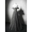 Bling Bling Grey Glitter Tassel Prom Dresses 2024 A-Line / Princess Ruffle Off-The-Shoulder Sleeveless Backless Floor-Length / Long Formal Dresses