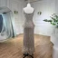 Elegant High-end Coffee Beading Rhinestone Prom Dresses 2024 Empire Square Neckline Sleeveless Backless Tassel Floor-Length / Long Prom Formal Dresses