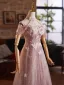 Flower Fairy Blushing Pink Beading Sequins Butterfly Appliques Prom Dresses 2025 A-Line / Princess High Neck Sleeveless Backless Floor-Length / Long Formal Dresses