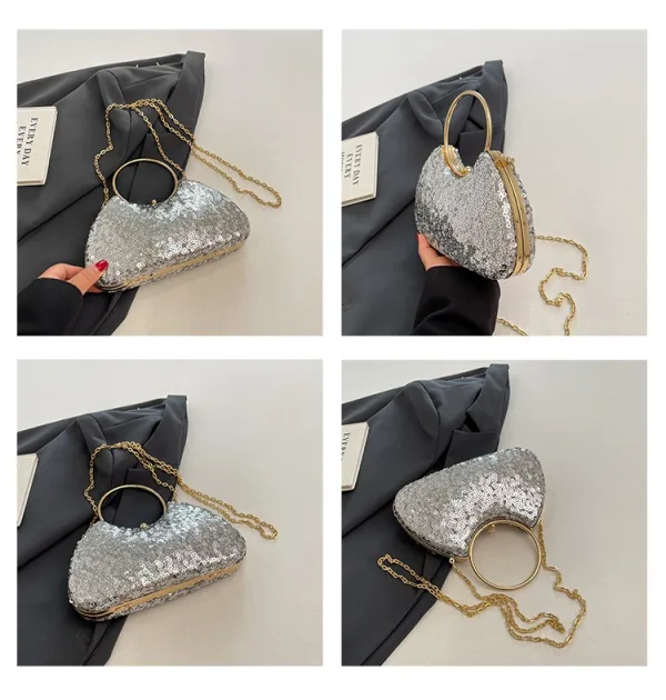 Sparkly Sølv Paljetter Aften Clutch Veske 2025