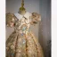 Sparkly Champagne Birthday Sequins Flower Girl Dresses 2022 Ball Gown High Neck Puffy Short Sleeve Pearl Floor-Length / Long Flower Girl Dresses