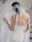 Elegant White Pearl Ruffle Wedding Veils 2025 Tulle