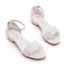 Chic / Belle Blanche En Dentelle Fleur Chaussure De Mariée 2023 Bride Cheville Talon Bas Peep Toes / Bout Ouvert Mariage Sandales Talons Hauts