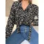 Elegant Green Printing Floral Chiffon Women Blouses 2021 Loose High Neck Work Street Wear Fall Spring Long Sleeve Tops