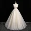 Chic / Beautiful Champagne Beading Sequins Appliques Prom Dresses 2025 Ball Gown Square Neckline Sleeveless Backless Floor-Length / Long Formal Dresses