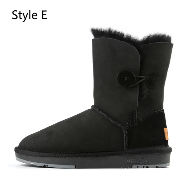 Confortable Marron Daim Vêtement de rue Hiver Bottes De Neige 2024 Cuir À Bout Rond Bottes Femme