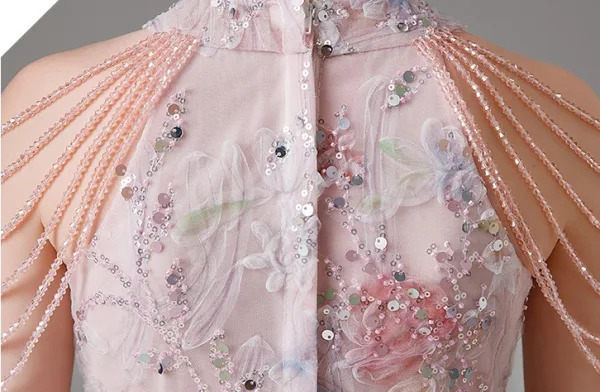 Charming Blushing Pink Beading Tassel Sequins Lace Flower Floor-Length / Long Birthday Flower Girl Dresses 2024 Ball Gown Scoop Neck Sleeveless Tulle
