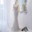 Sparkly White Sequins Evening Dresses 2023 Trumpet / Mermaid V-Neck Short Sleeve Backless Floor-Length / Long Evening Party Formal Dresses